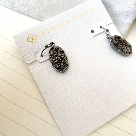 Lee Gunmetal Black Drusy Drop Earrings - Kendra Scott - Picture 4 of 4